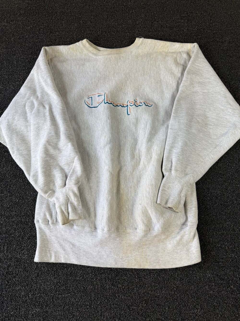 Vintage 90 Champion Reverse Weave Embroidered Script Logo Sweatshirt Made in USA